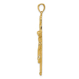 INRI Latin Crucifix Charm Pendant in Real 14k Yellow Gold