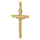 INRI Latin Crucifix Charm Pendant in Real 14k Yellow Gold