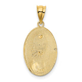 Our Lady of Guadalupe Oval with Number 15 Charm Pendant in Real 14k Multi-Tone Gold