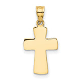 First Holy Communion Words And Chalice Cup Cross Shaped Charm Pendant in Real 14k Yellow Gold