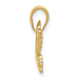 14k Yellow Gold Dove Pendant with Olive Branch, Christian Faith Symbol of Peace and Hope