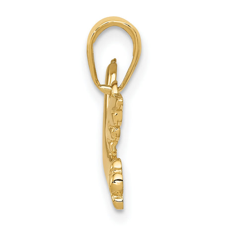 14k Yellow Gold Dove Pendant with Olive Branch, Christian Faith Symbol of Peace and Hope