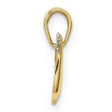 White Rhodium Polished Diamond-Cut Dove Charm Pendant in Real 14k Multi-Tone Gold