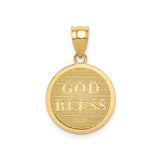 14k Yellow Gold Cross Pendant with Textured Background and Halo Design