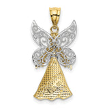 Full Body Angel Charm Pendant in Real 14k Multi-Tone Gold