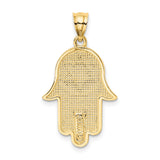 14k Yellow Gold Hamsa Hand Pendant with Star of David, Jewish Faith Amulet for Women or Unisex Wear