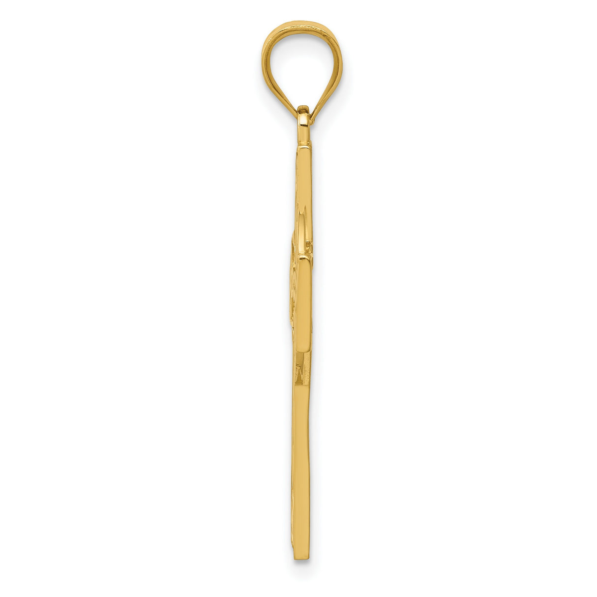 14k Yellow Gold Cross Pendant with Trinity Knot and Halo Design Inspired by Celtic Symbolism