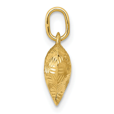 14k Yellow Gold Heart Pendant with Textured Diamond Cut Detailing for Women