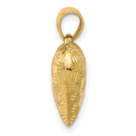 14k Yellow Gold Heart Pendant with Textured Diamond Cut Design, Puffy Romantic Style