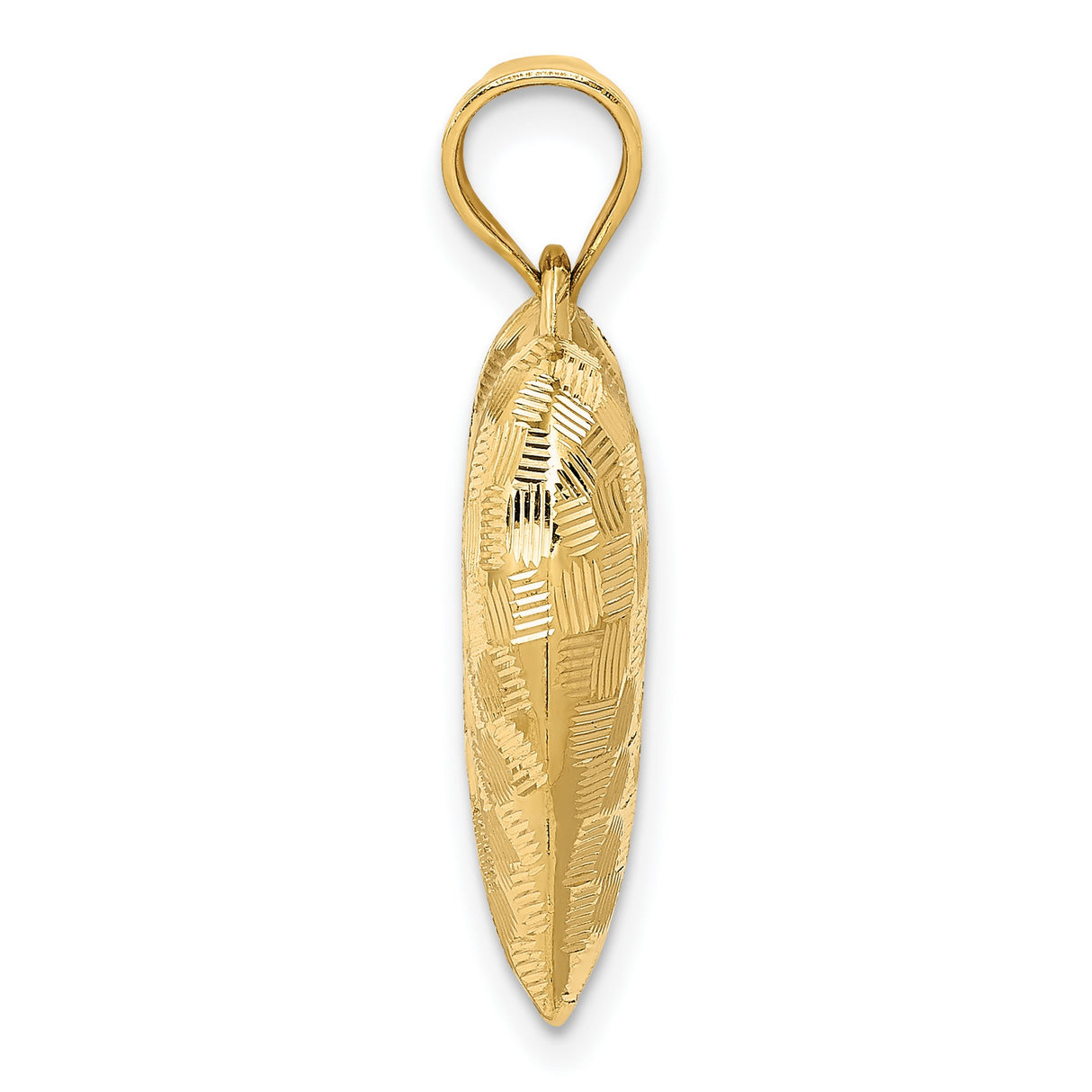 Textured Puff Heart Charm Pendant in Real 14k Yellow Gold