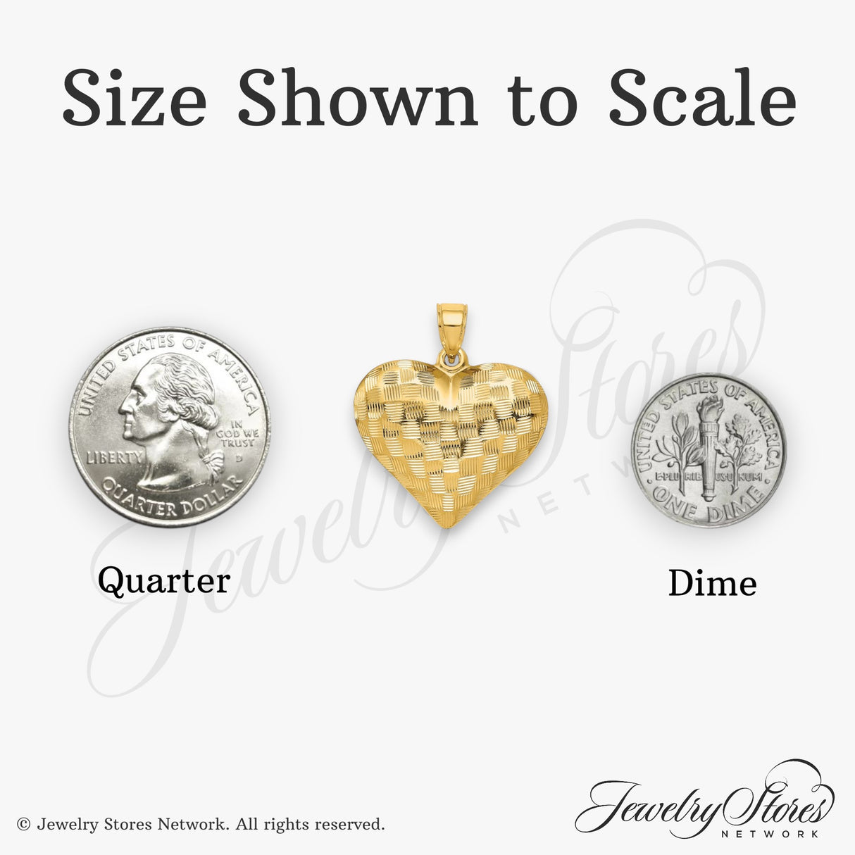 Textured Puff Heart Charm Pendant in Real 14k Yellow Gold