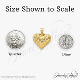 Textured Puff Heart Charm Pendant in Real 14k Yellow Gold