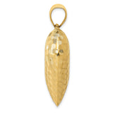 14k Yellow Gold Heart Pendant, Textured Puffed Basketweave Charm for Women