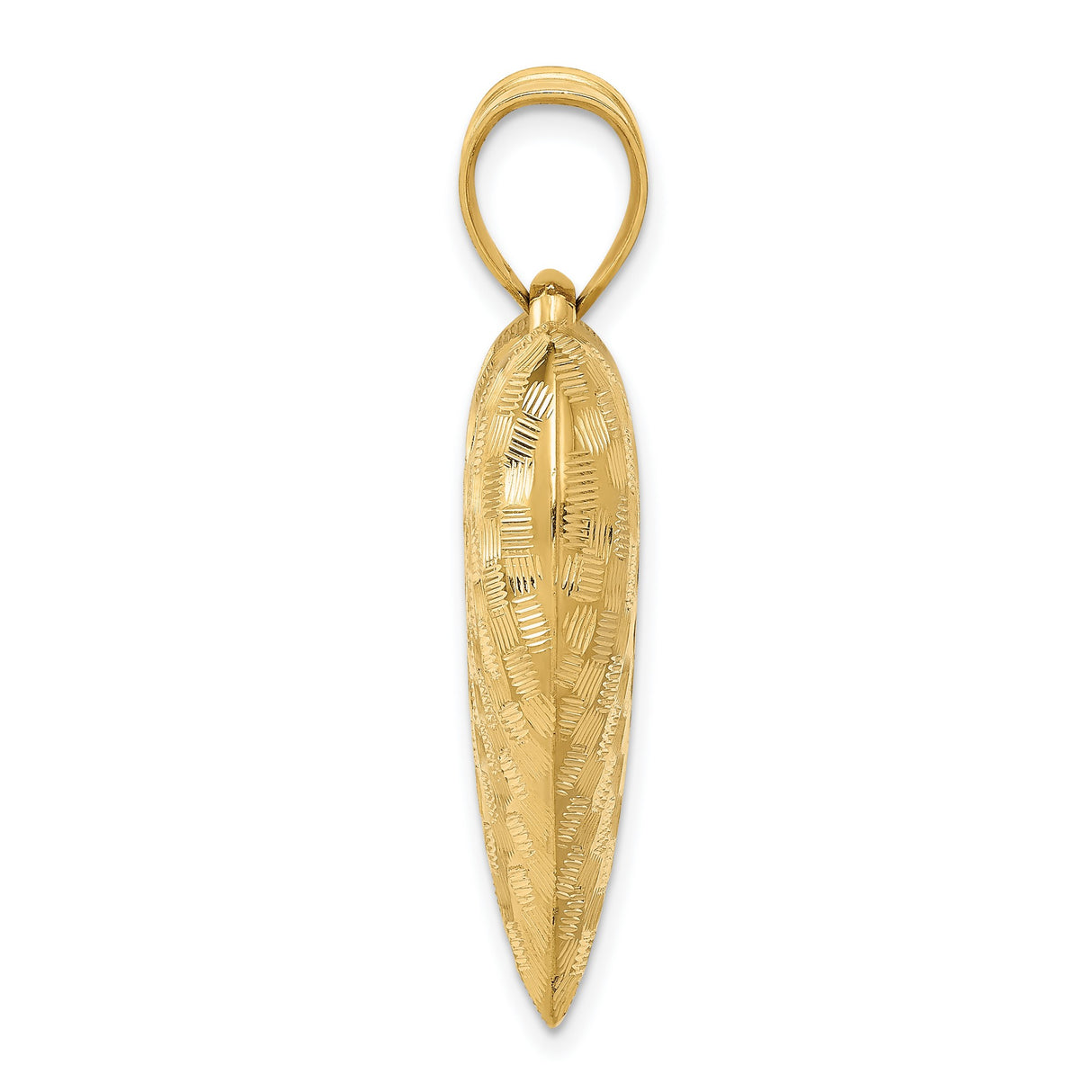 14k Yellow Gold Leaf Pendant with Textured Botanical Design for Women