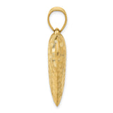 14k Yellow Gold Leaf Pendant with Textured Botanical Design for Women