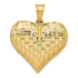 14k Yellow Gold Leaf Pendant with Textured Botanical Design for Women