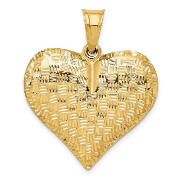 14k Yellow Gold Leaf Pendant with Textured Botanical Design for Women