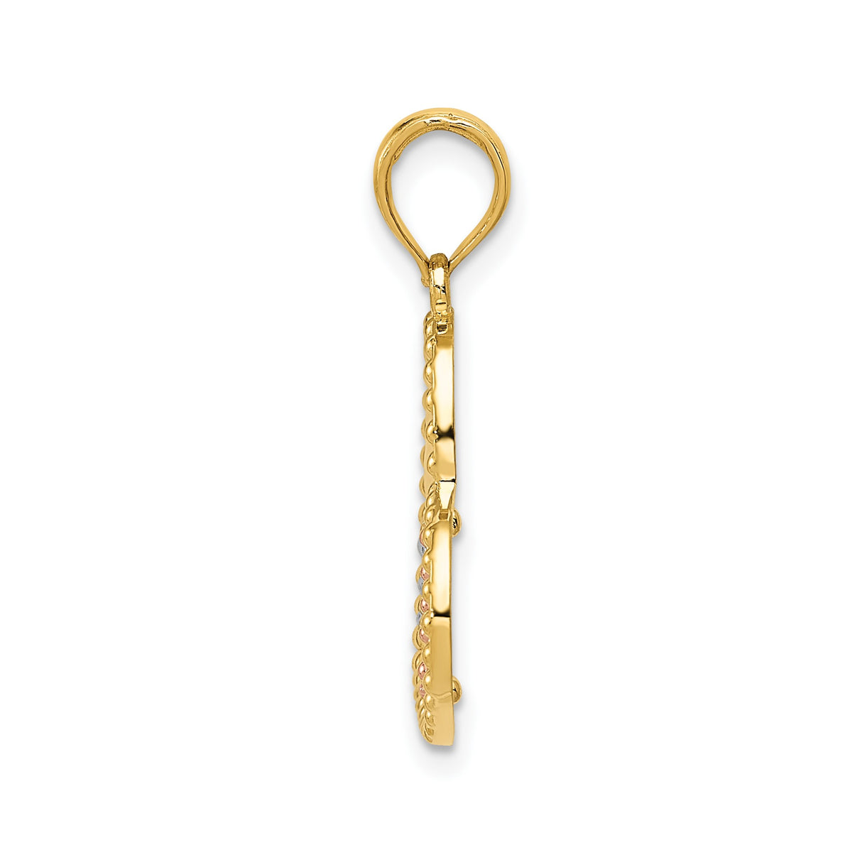14k Multi-Tone Gold Heart Pendant with Three Interlocking Hearts in Yellow, White, and Rose Gold