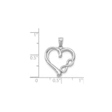 14k White Gold Infinity Heart Pendant with Open Heart Design for Women