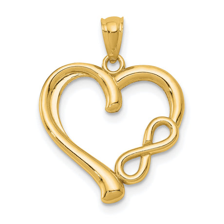 14k Yellow Gold Infinity Heart Pendant, Symbolic Romantic Jewelry for Women