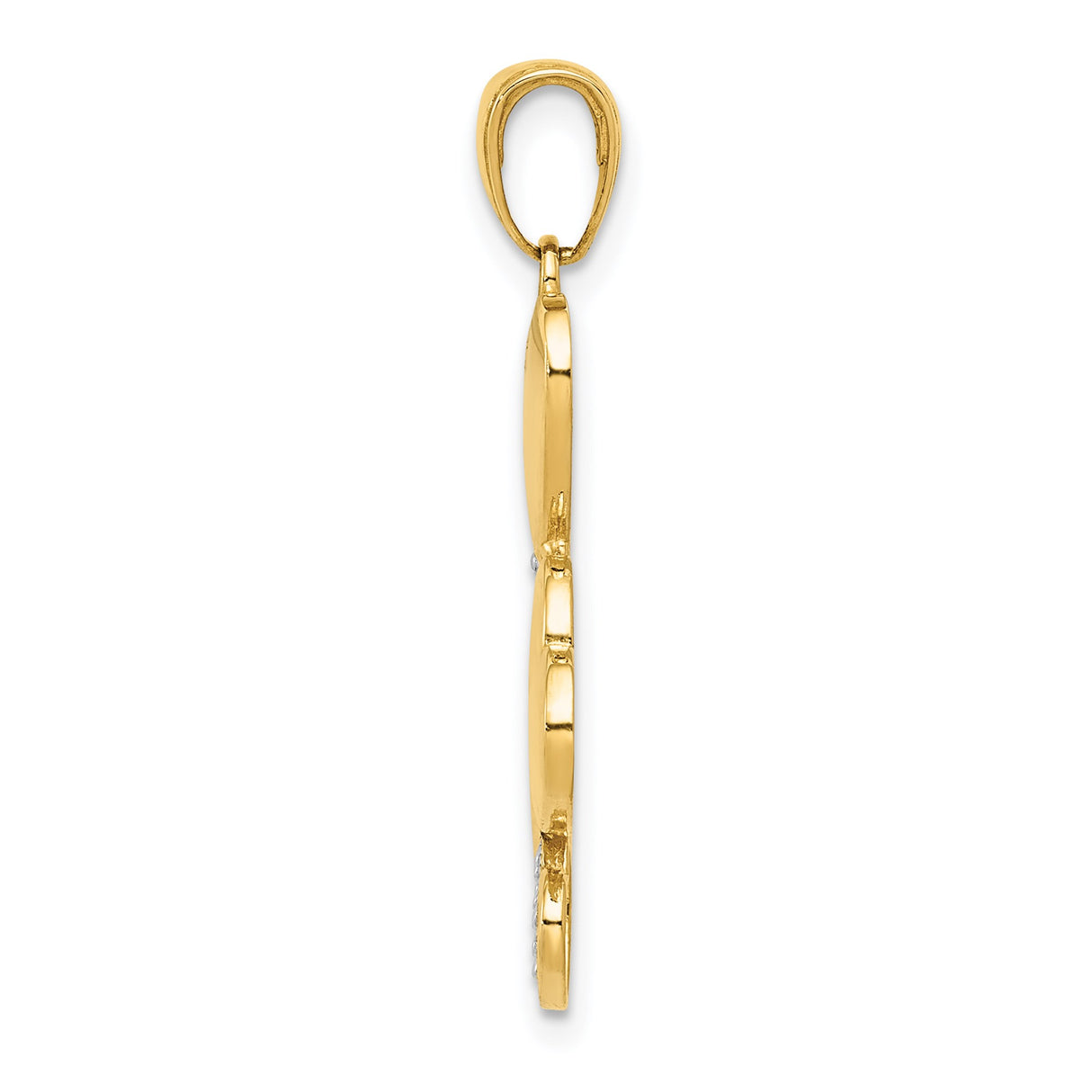14k Yellow Gold Heart Pendant, Five-Heart Cluster in Textured and Polished Two-Tone Finish