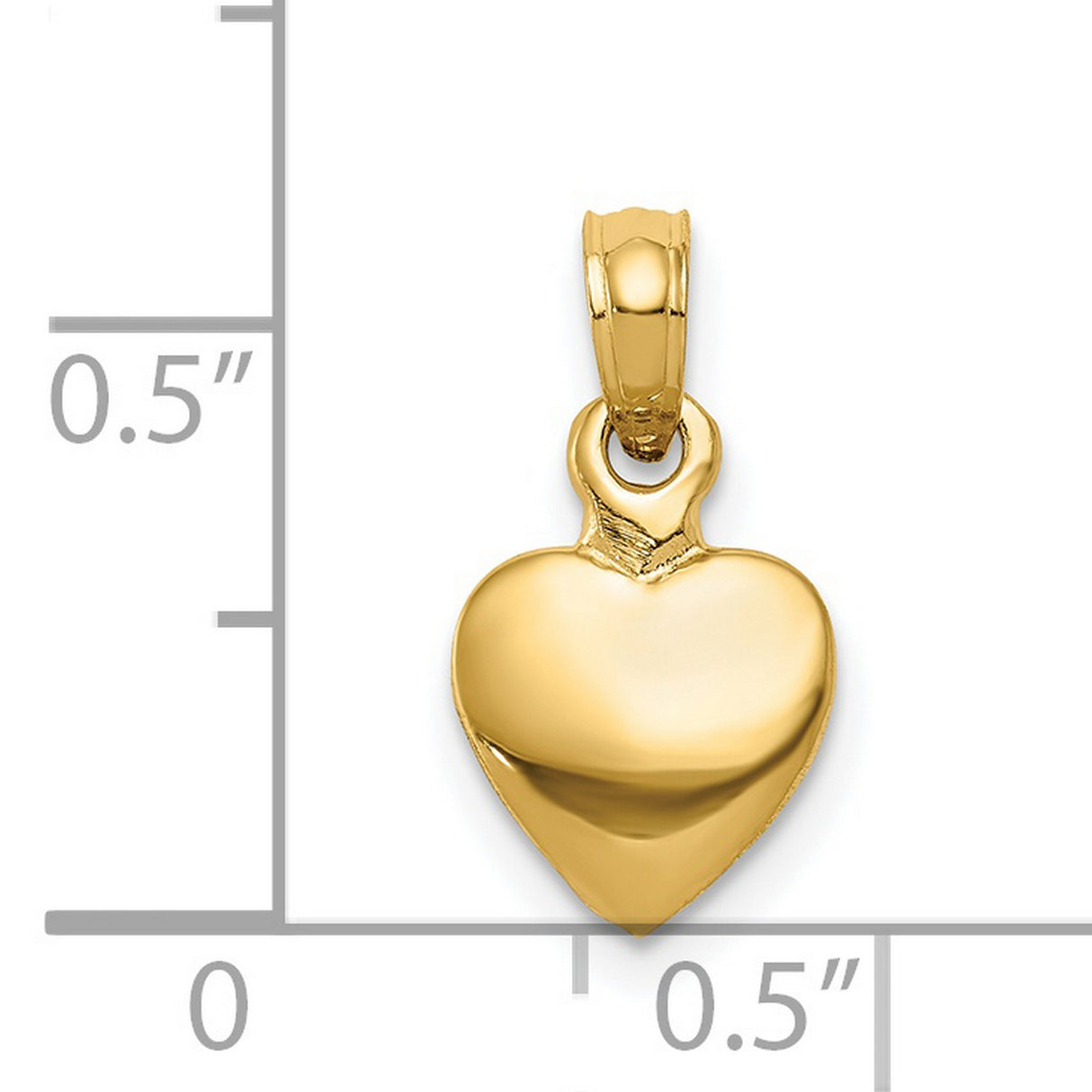 14k Yellow Gold Heart Pendant, Classic Polished Minimalist Design for Women