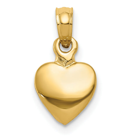14k Yellow Gold Heart Pendant, Classic Polished Minimalist Design for Women