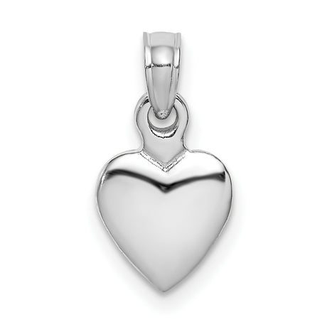 14k White Gold Heart Pendant, Polished Minimalist Charm for Women