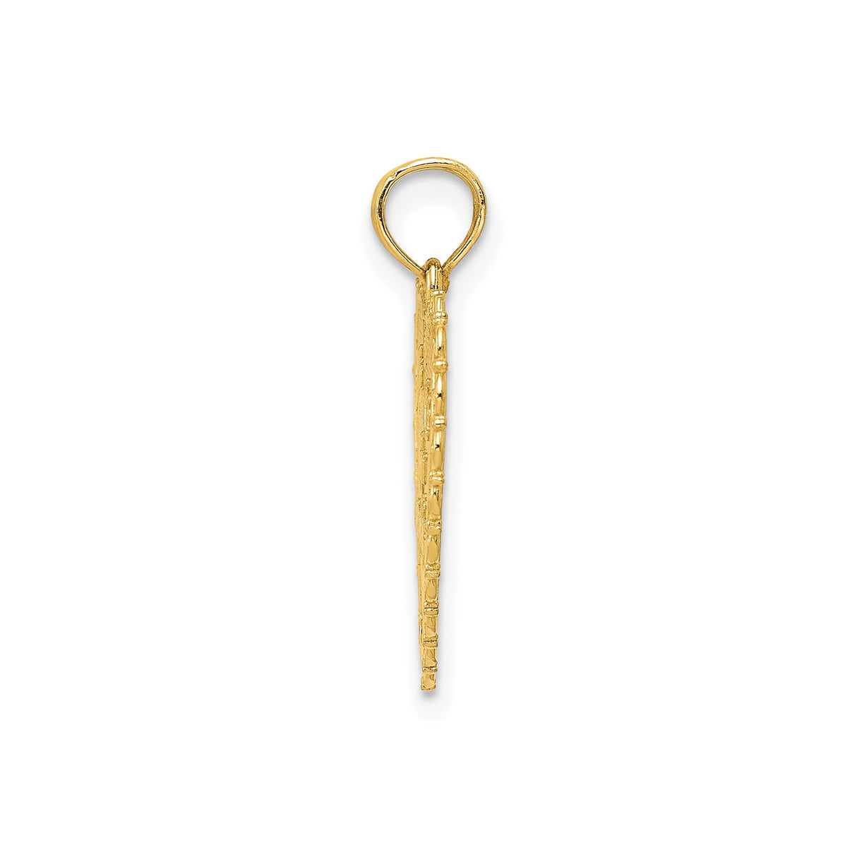 14k Yellow Gold Heart Pendant with Textured Background and Filigree Border for Mom