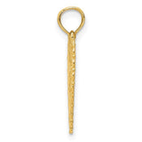 14k Yellow Gold Heart Pendant with Textured Background and Filigree Border for Mom