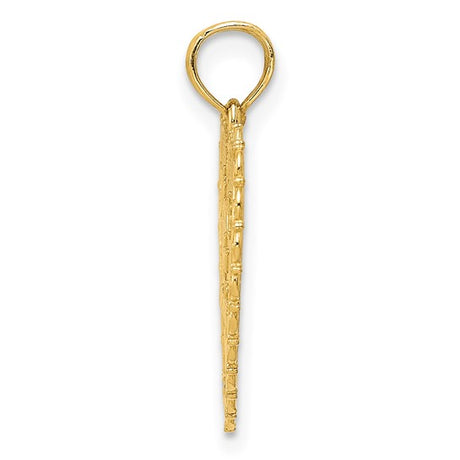 14k Yellow Gold Heart Pendant with Textured Background and Filigree Border for Mom