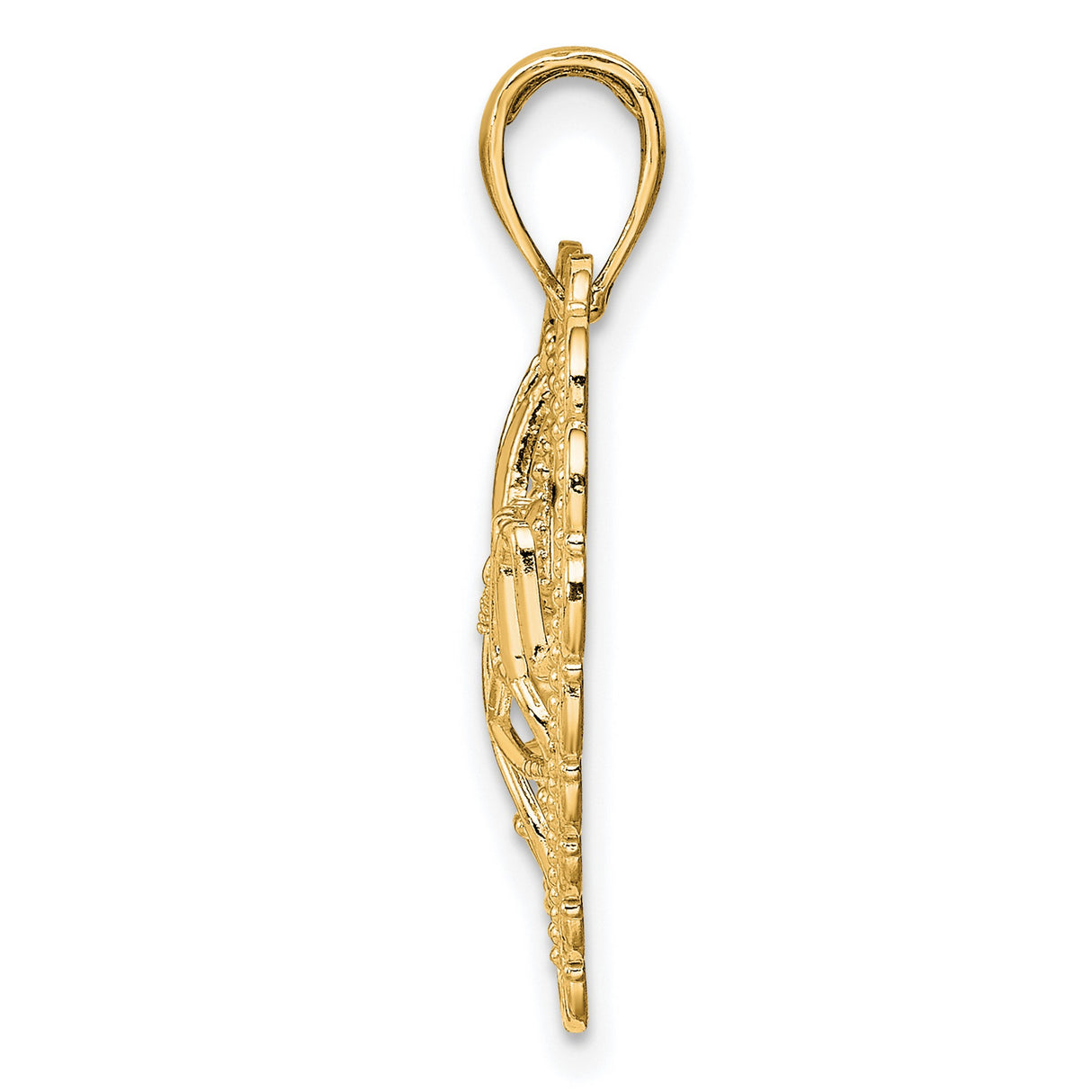 14k Yellow Gold Heart Shaped Mom Pendant with Infinity Symbol and Textured Design
