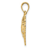 14k Yellow Gold Heart Shaped Mom Pendant with Infinity Symbol and Textured Design