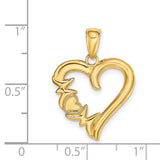 14k Yellow Gold Heart Pendant with Small Heart and Star Accents, Polished Romantic Design