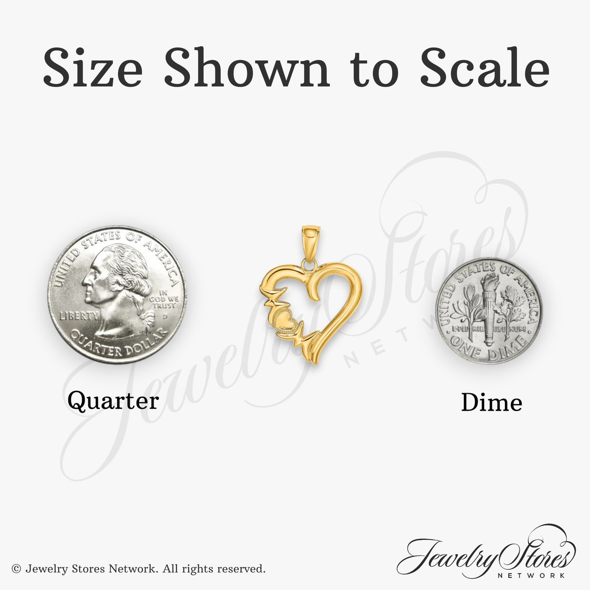 14k Yellow Gold Heart Pendant with Small Heart and Star Accents, Polished Romantic Design