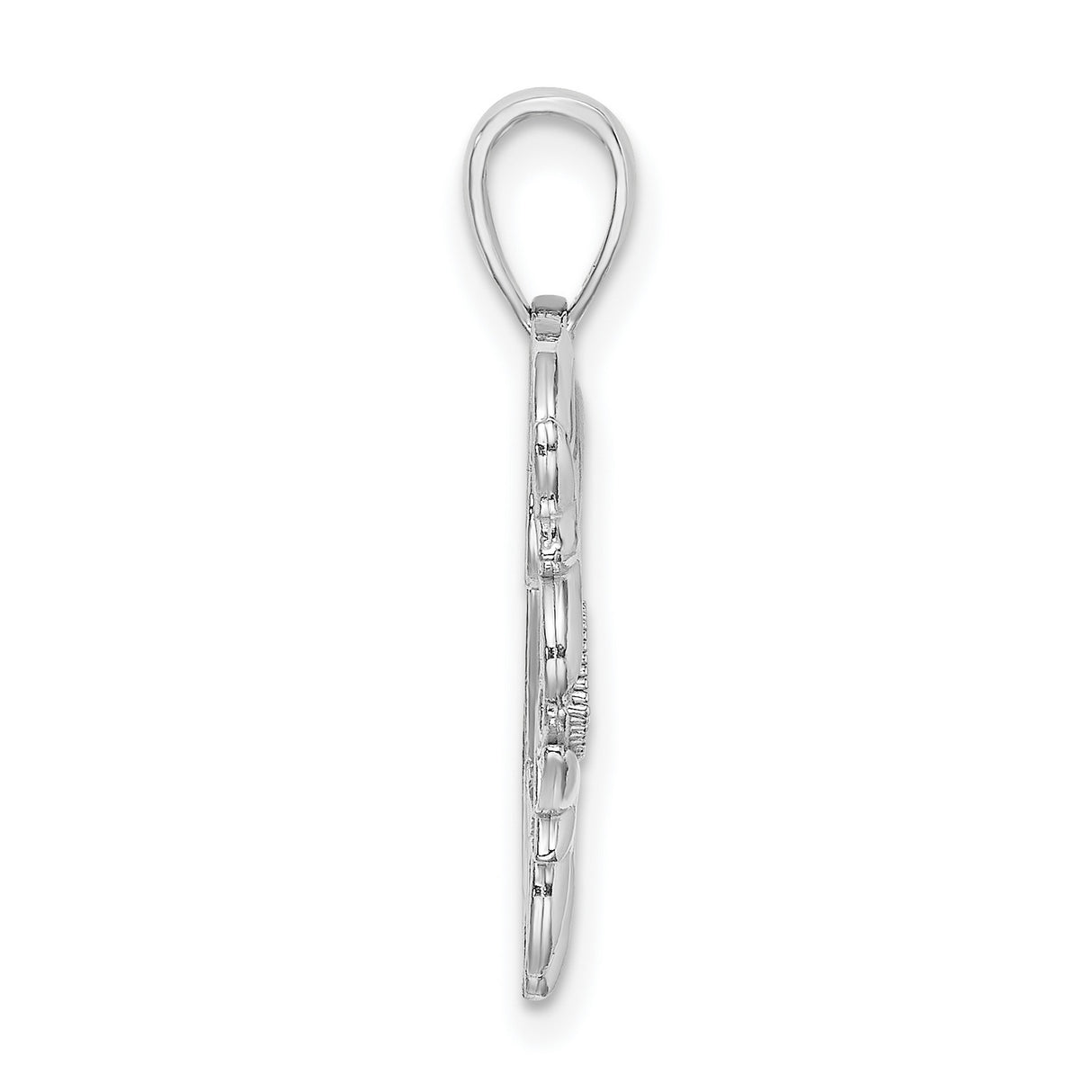 14k White Gold Dolphin Heart Pendant with Beaded Charm, Ocean-Inspired Romantic Jewelry for Women