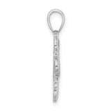 14k White Gold Dolphin Heart Pendant with Beaded Charm, Ocean-Inspired Romantic Jewelry for Women