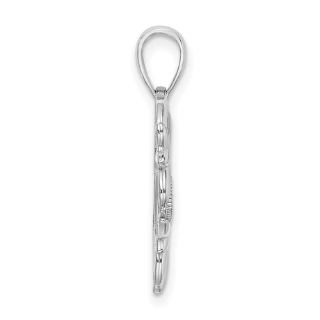 14k White Gold Dolphin Heart Pendant with Beaded Charm, Ocean-Inspired Romantic Jewelry for Women