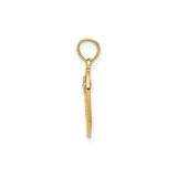 14k Two-Tone Gold Heart Pendant with Filigree, Rose Flower Accent, Nana Script for Women