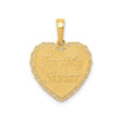 14k Yellow Gold Heart Pendant with Filigree Edges and For My Sister Engraving