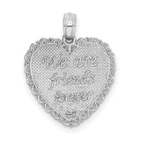 14k White Gold Heart Pendant with Ornate Filigree Edging, For My Sister Theme
