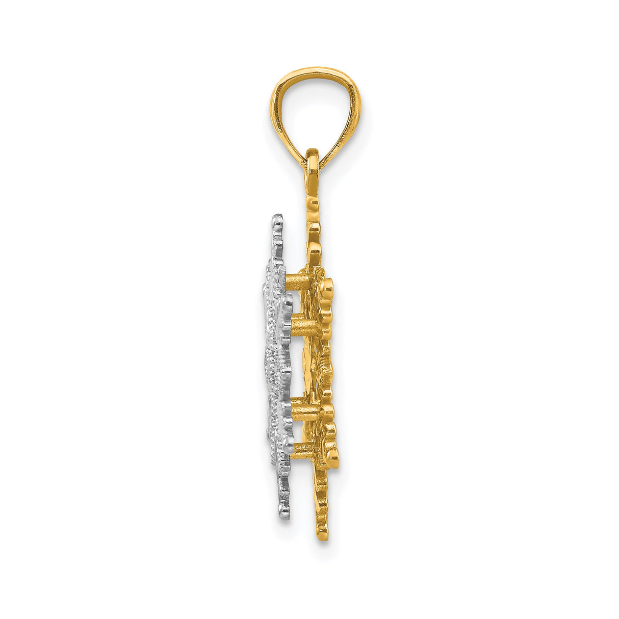 14k Two-Tone Gold Snowflake Pendant, Nature-Inspired Winter Jewelry for Women