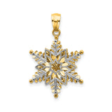 14k Two-Tone Gold Snowflake Pendant, Nature-Inspired Winter Jewelry for Women