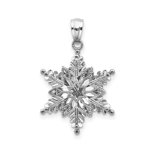 14k White Gold Snowflake Pendant with Delicate Winter Charm Design for Women