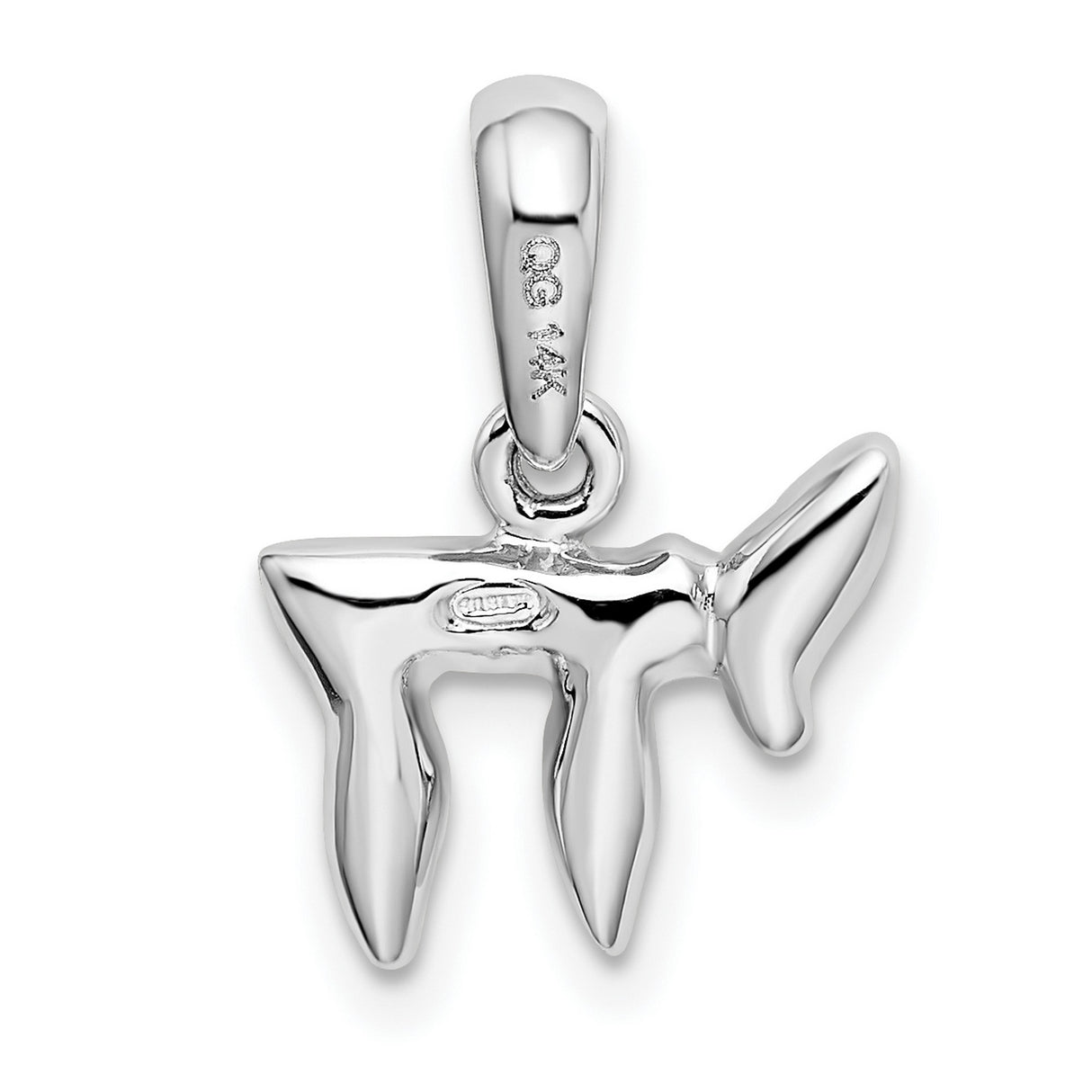 14k White Gold Chai Symbol Pendant, Hebrew Life Letter Charm for Men and Women