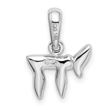 14k White Gold Chai Symbol Pendant, Hebrew Life Letter Charm for Men and Women