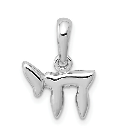 14k White Gold Chai Symbol Pendant, Hebrew Life Letter Charm for Men and Women