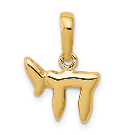 14k Yellow Gold Chai Pendant with Hebrew Life Symbol, Unisex Jewish Charm