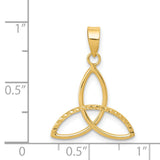 3-D Celtic Triquetra Symbol with Accents Charm Pendant in Real 14k Yellow Gold