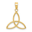 3-D Celtic Triquetra Symbol with Accents Charm Pendant in Real 14k Yellow Gold